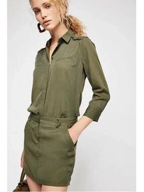 NWT Etienne Marcel Chambray Mini Shirtdress in Military